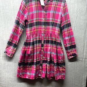 Polo Ralph Lauren girls 16 plaid flannel shirtdress Andover pink twill Boho